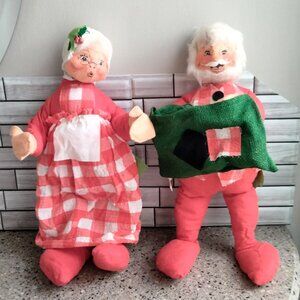 DUO: Vintage 1971 Annalee Mr. & Mrs. Claus